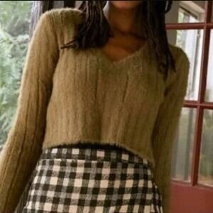 Urban Outfitters Green Martini Ribbed Cropped Sweater